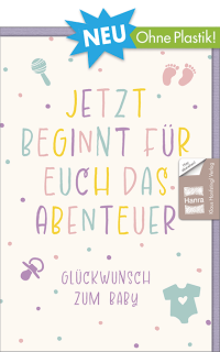 Babykarte ohne Plastik mit Text und Illustration