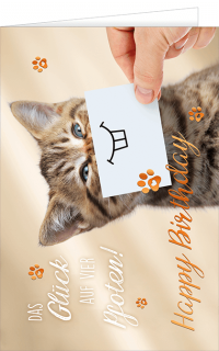 Grußkarte Lachende Katze mit Text