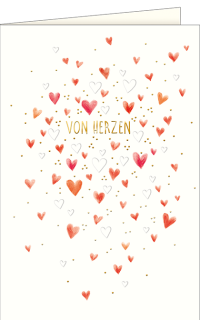 Grußkarte fliegende Herzen