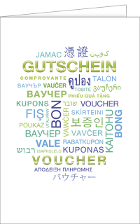 Gutscheinkarte Wortwolke international
