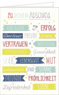 Abschiedskarte bunte Wünsche