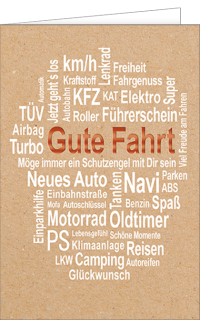 Gl&uuml;ckwunschkarte F&uuml;hrerschein gute Fahrt