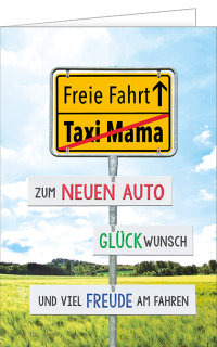 Glückwunschkarte neues Auto mit Schild