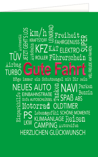 Glückwunschkarte Führerschein gute Fahrt