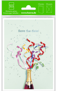 Kartenset Save the date Sekt