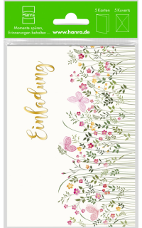 5er Set Einladungskarten Blumenwiese