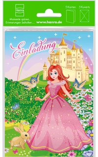 5er Set Einladungskarten Prinzessin