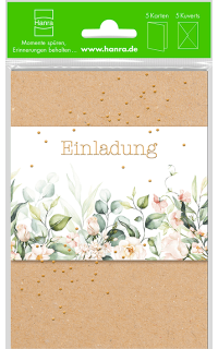 Einladungskarte 5 St. Blumenaquarell