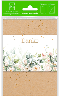 Dankeskarte 5 St. Blumenaquarell