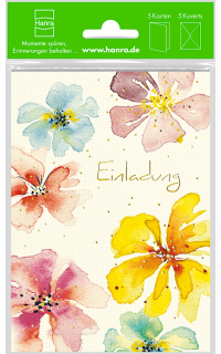 Einladungskarten Aquarellbl&uuml;ten