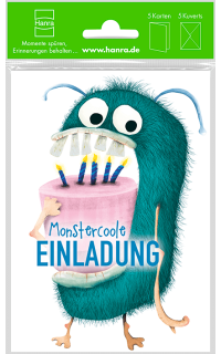 Einladungskarten 5 Stk Kindergeburtstag monstercool