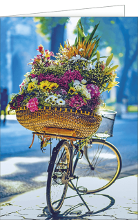 Blankokarte Fahrrad & Blumen
