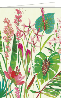Blankokarte mit illustrierter Blumenwiese