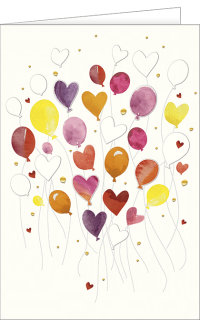 Tanzende Luftballons und Herzen