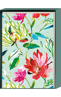Kartenbox Blumen und Gr&auml;ser auf mintgr&uuml;nem Hintergrund