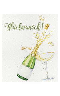 Mini-Glückwunschkarte Sektflasche