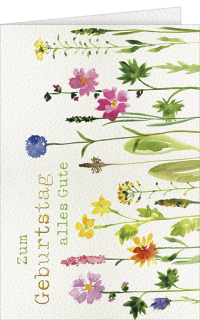 Geburtstagskarte mit Blumen und Text