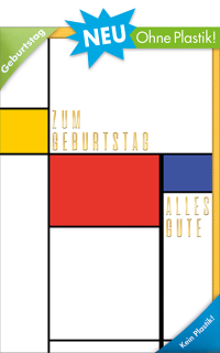 Geburtstagskarte im Stil von Mondrian - Ohne Plastik Verpackung!