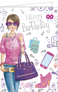 Geburtstagskarte Queen/Girlie Happy Birthday