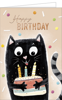Geburtstagskarte Katze & Kuchen