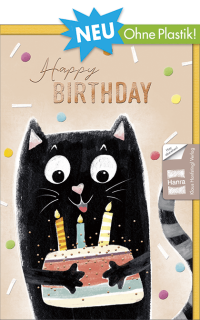 Geburtstagskarte Katze & Kuchen
