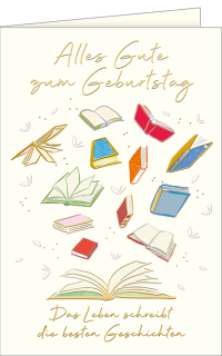 Geburtstagskarte fliegende Bücher