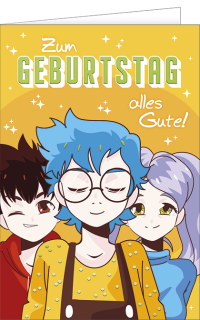 Geburtstagskarte Manga Boys and Girl Anime