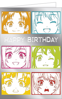 Geburtstagskarte Manga Girls Anime