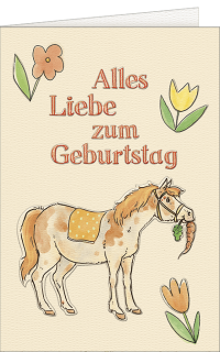 Geburtstagskarte Pferd mit Karotte