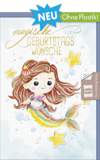 Geburtstagskarte ohne Plastik - Meerjungfrau