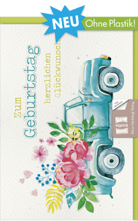 Geburtstagskarte Auto und Blumen