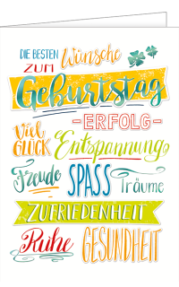A4 Geburtstagskarte beste Wünsche