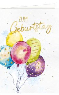 A4 Geburtstagskarte mit bunten Luftballons