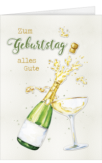 Geburtstagskarte A4 Sektflasche