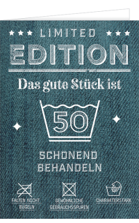 Geburtstagskarte 50 / A4 Waschanleitung