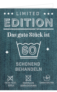 Geburtstagskarte 60 / A4 Waschanleitung