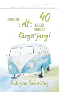 Geburtstagskarte 40 / A4 Bulli 