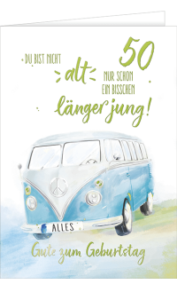 Geburtstagskarte 50 / A4 Bulli 