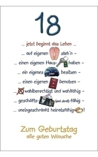 Geburtstagskarte 18 Symbole