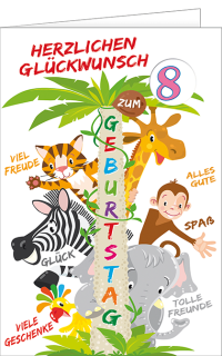 Kindergeburtstagskarte mit Tieren