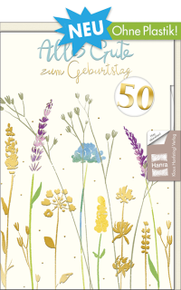 Gl&uuml;ckwunschkarte zum 50. bunte Gr&auml;ser
