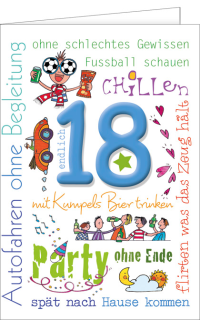Geburtstagskarte für Jungs zum 18.