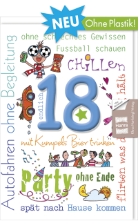 Geburtstagskarte für Jungs zum 18.