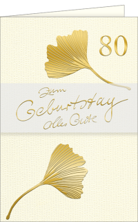Geburtstagskarte 80 Ginkgo