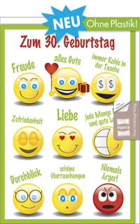 Geburtstagskarte 30 Smiley
