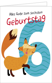 Kindergeburtstagskarte Zahl 6 Stolzer Fuchs