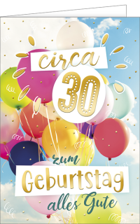 Geburtstagskarte 30 Luftballons