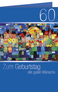 Geburtstagskarte 60 Stadt blau