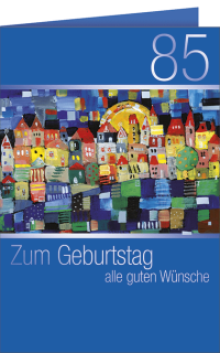 Geburtstagskarte 80 Stadt blau