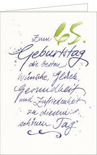 Geburtstagskarte 65 Handschrift